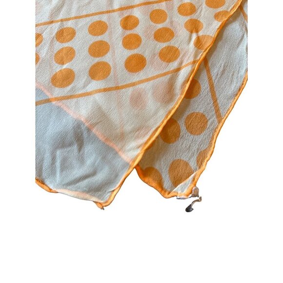 Vintage Orange Polka Dot Scarf Made in Japan Rolled Hem - Picture 2 of 4